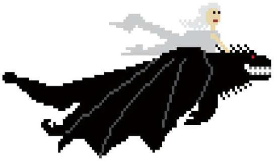 Татуировка пиксели эскиз Игра Престолов Дейнерис на драконе