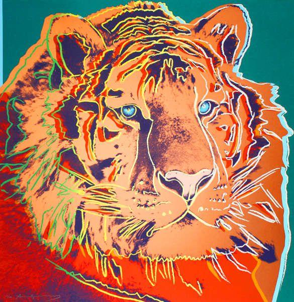 Тату вымирающие виды животных Энди Уорхола, амурский тигр