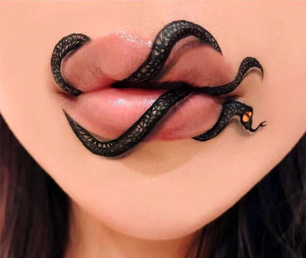 Губы 3D змейка