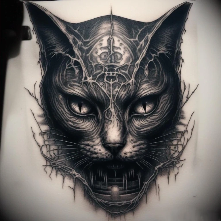 Тату кота хоррор