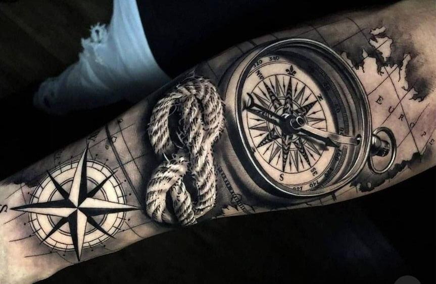 Тату компас значение север
