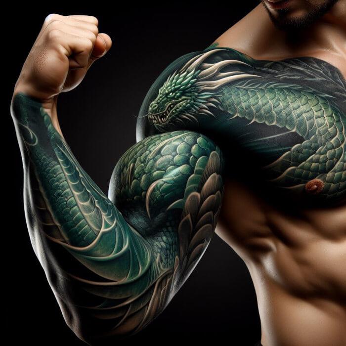 Татуировка зелённый дракон 2024 год