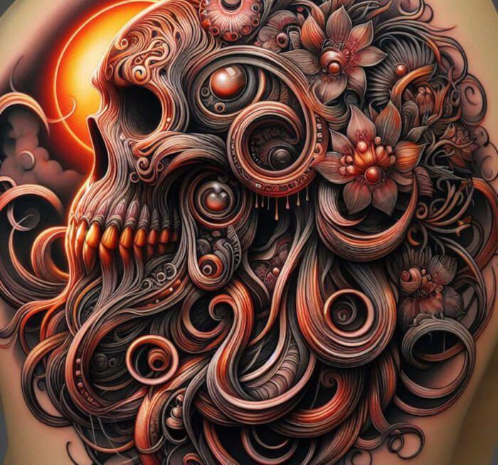 Тату череп в 3D