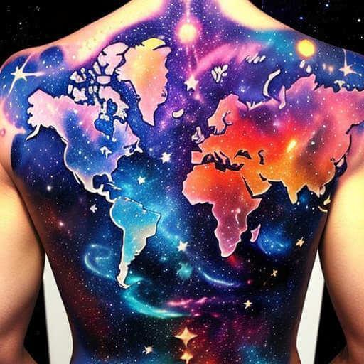 На спине тату 