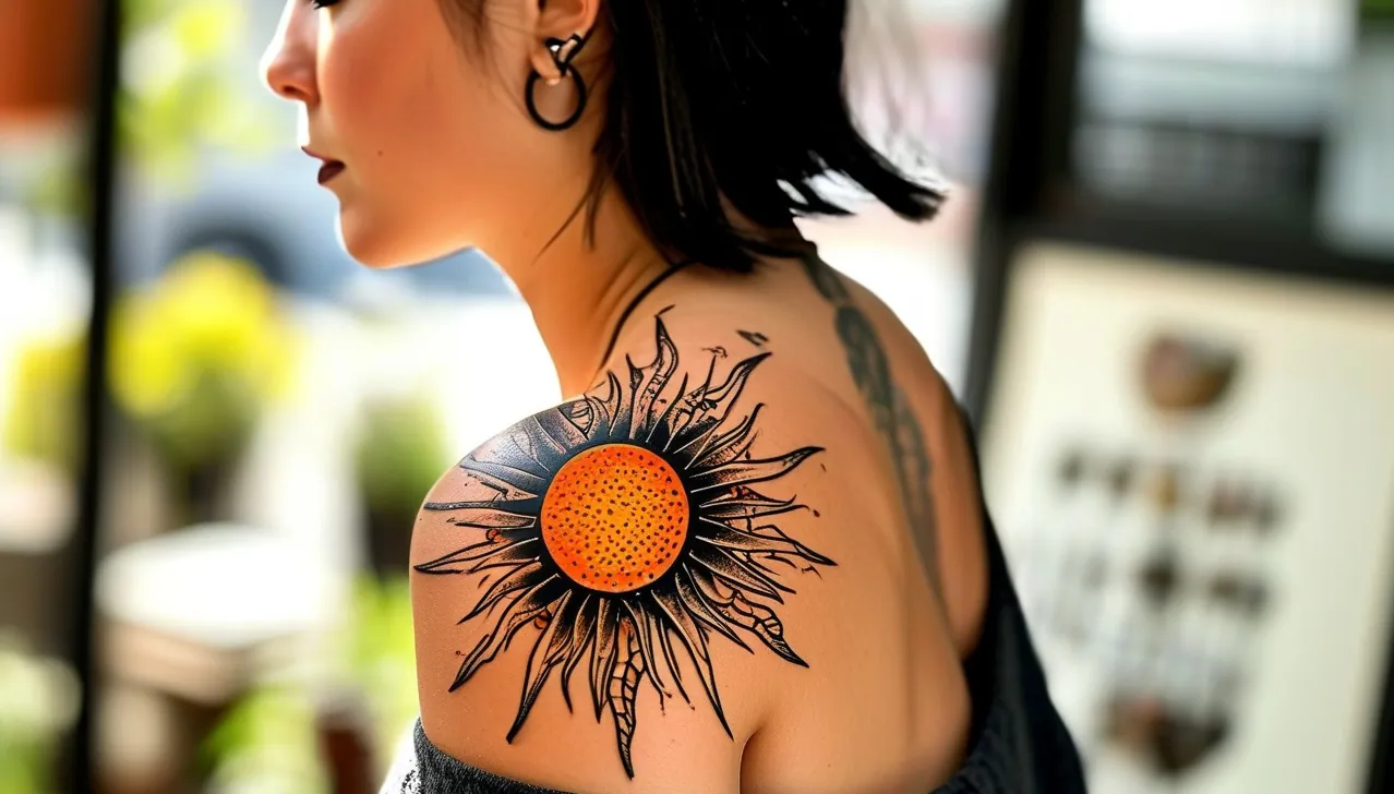 тату чёрное солнце на плече значение