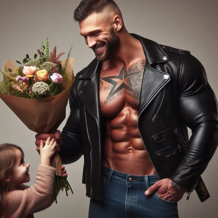 Брутальный красавиц с татуировкой звезда