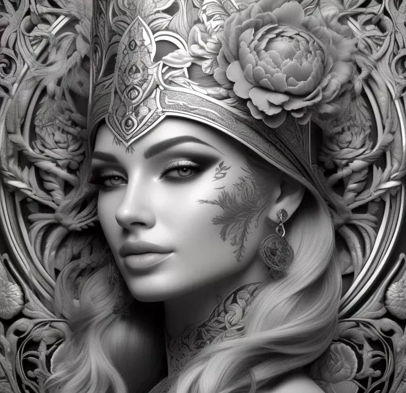 Девушка в технике гризайль 