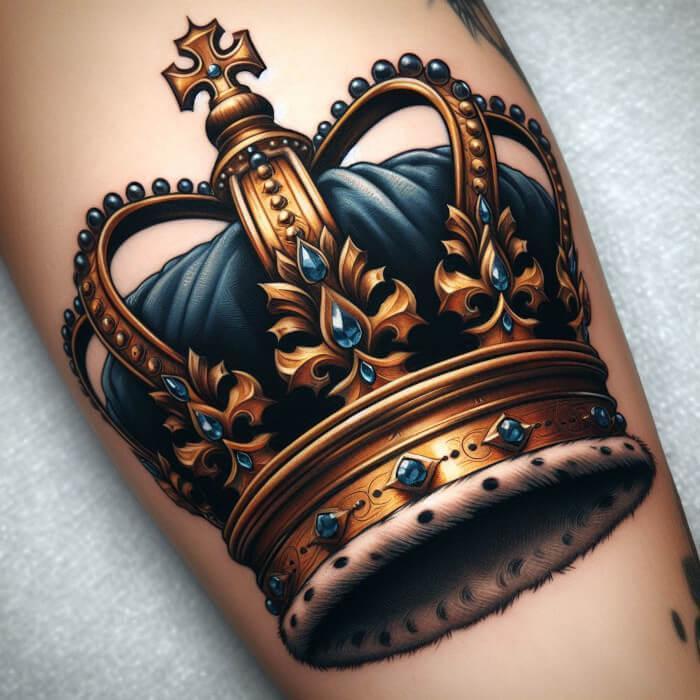 Цветная реалестичная татуировка короны на руке значение