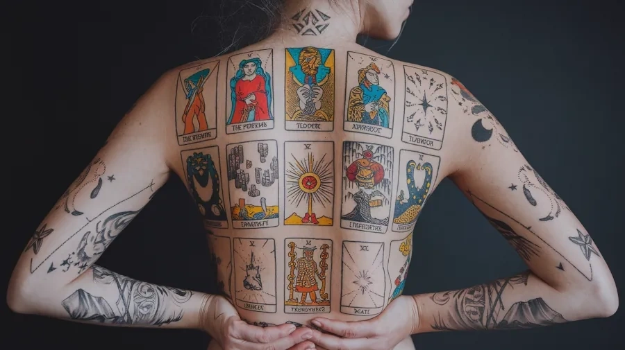 Карты таро на спине