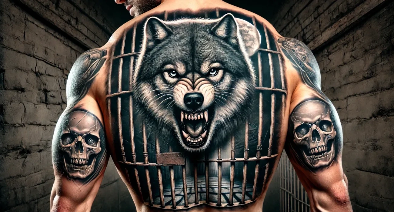 Тату оскал волка