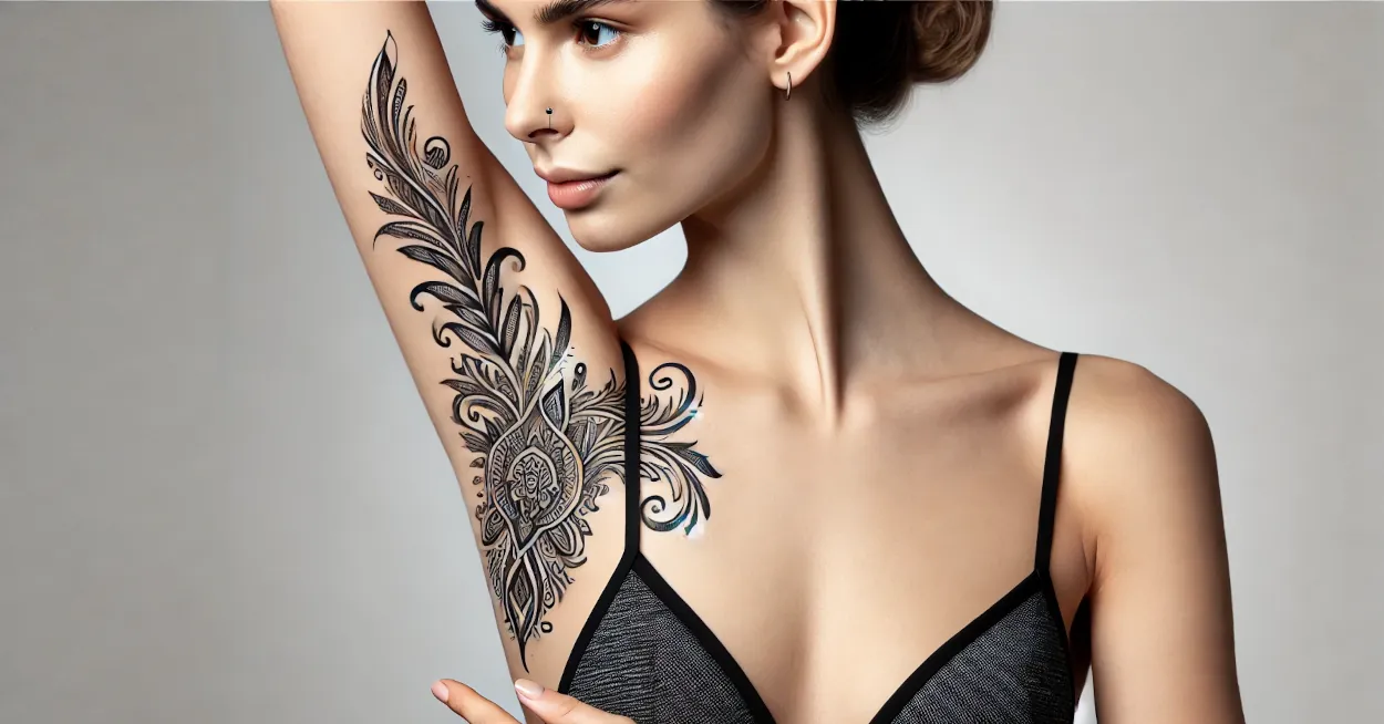 Тату подмышкой у девушки