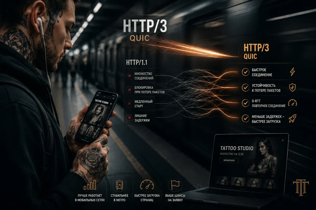 HTTP/3 и QUIC: что сказать хостингу, чтобы сайт студии стал быстрее в дороге и в метро