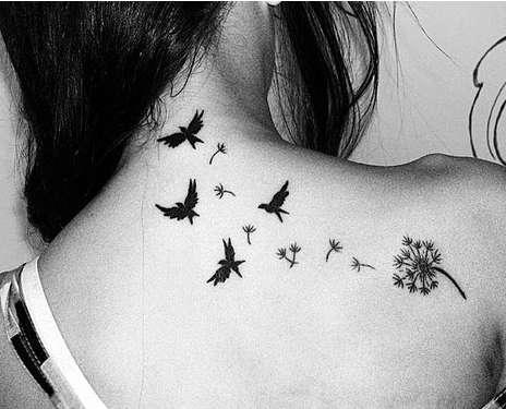 Тату птицы чёрный дрозд