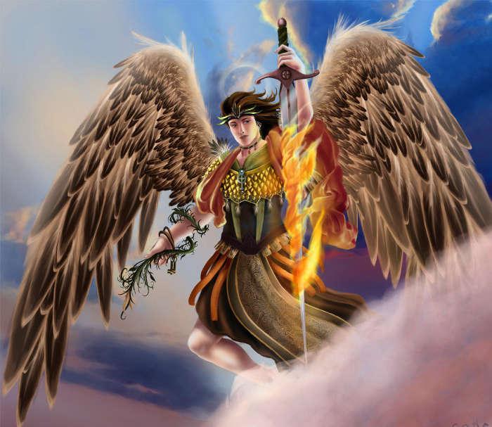 Тату архангела Уриила эскиз чёрный дрозд