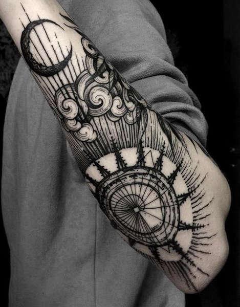 Тату суфийский лотос,Sacred, geometry, цветок жизни, мандала, лунница мужчине на левую руку