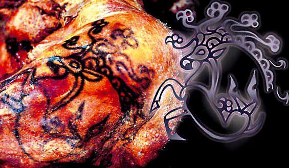 Тату эскиз принцессы Алтая левое плечо