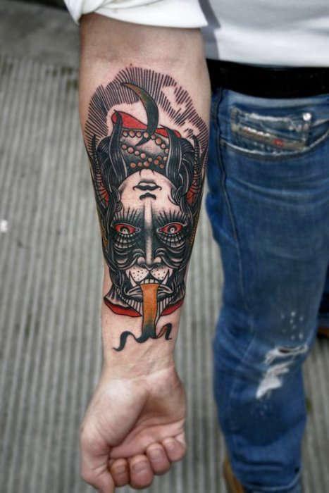 Тату точками дотворк двусторонний на руке