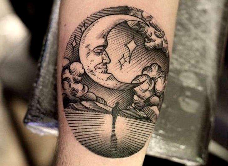 Тату точками гравюра