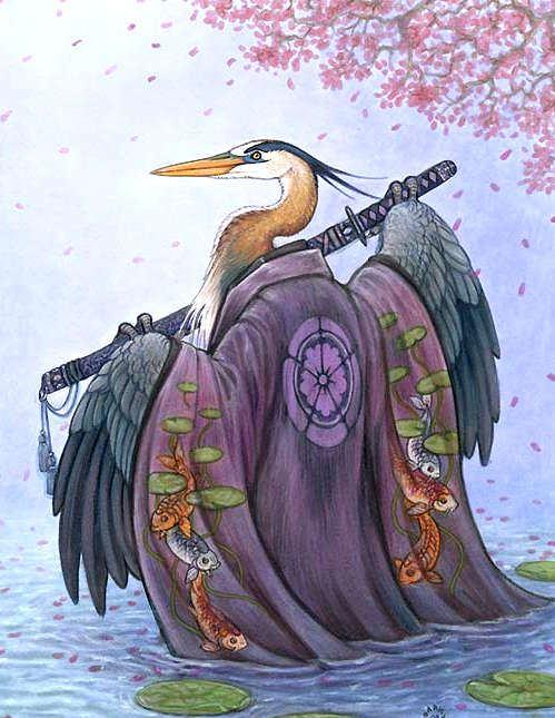 Тату цапли эскиз