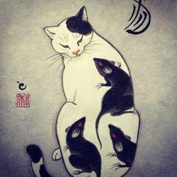 tattoo кошка самурая