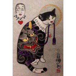 tattoo кошка самурая