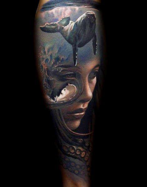 Тату кит - созидание, сила звука, пробуждение внутренних глубин