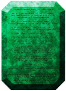 На Изумрудной скрижали нанесена надпись тайн Гермеса - семи Герметических Принципов: я был назван Гермесом Трижды-Величайшим, ибо я владею познанием трех частей всего мира