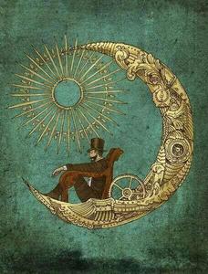 Лунница тату стимпанк, стимпанквинтаж