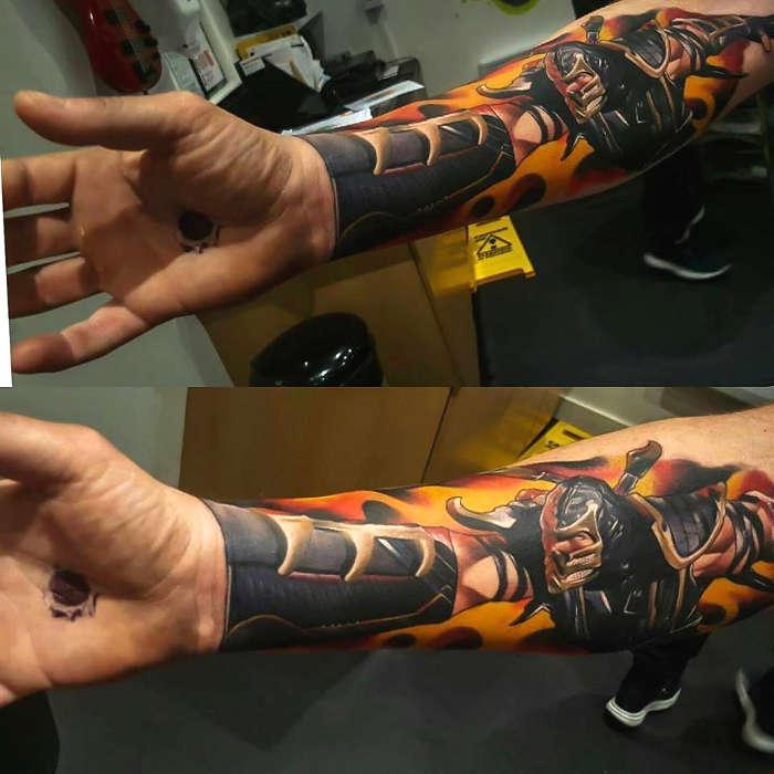 Татуировка скорпион мортал комбат рукав Тату скорпион мортал комбат рукав