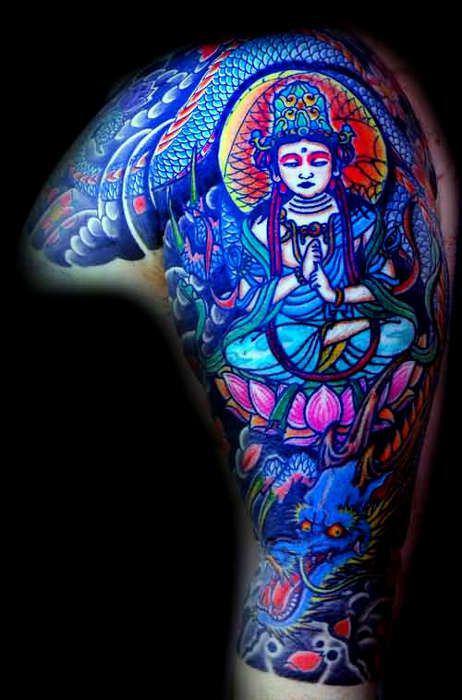 Тату будды Верховного Целителя - владыки бериллового сияния