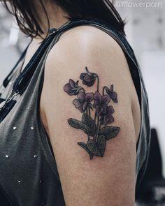 татуировки ботанические, botanical tattoo, фиалка ночная
