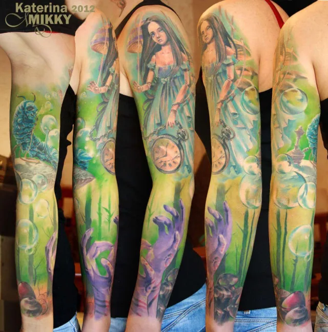 Тату-рукав женский русалочьи грёзы