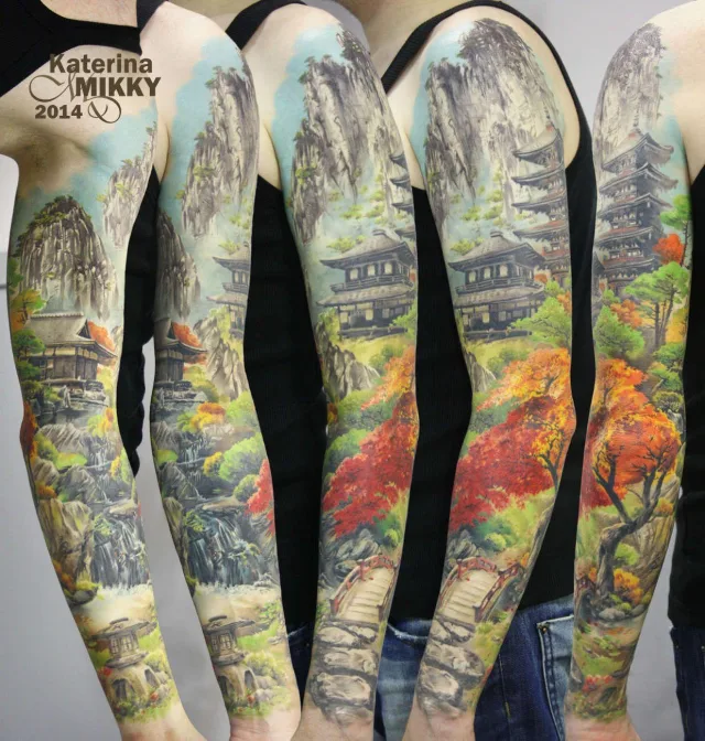 Тату рукав японской поэзии