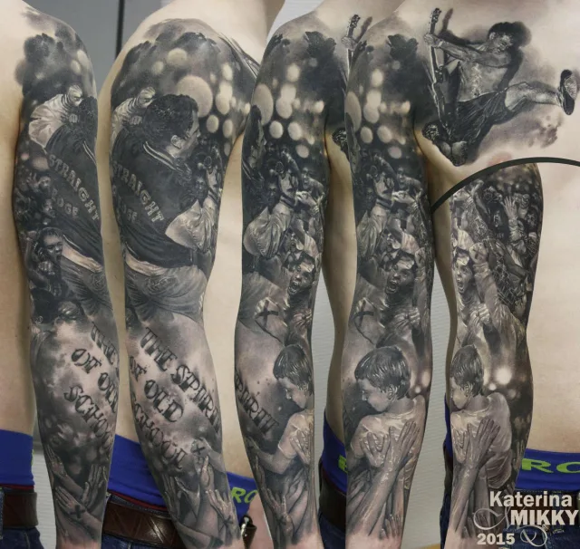 Тату рукав музыкальный ретро