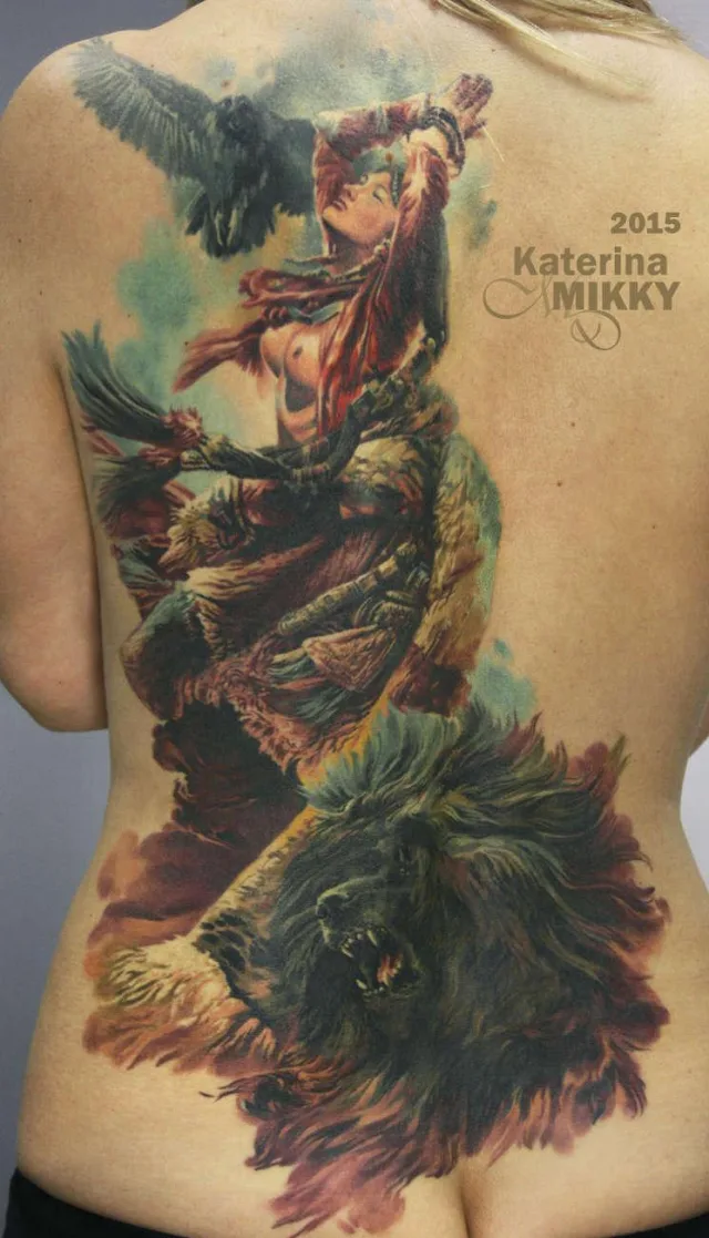 Тату шаманские женские на спине