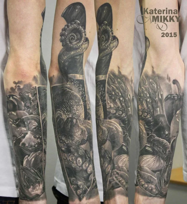 Тату шеф повара на предплечье