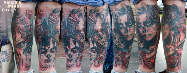 Чикана Санта Муэртэ нога голень