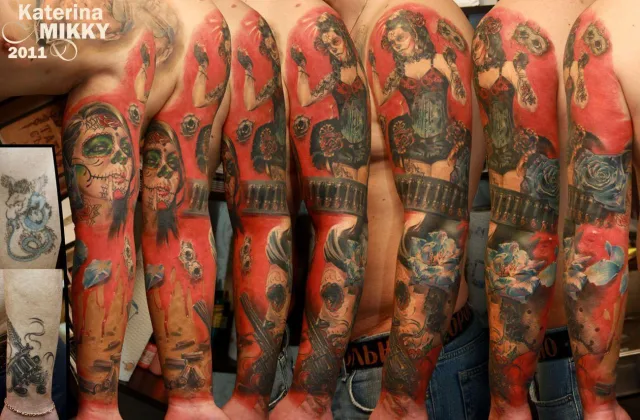 Cover-up тату мексиканские Чикана