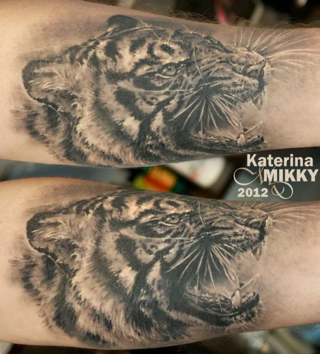 Тату тигр амурский белый