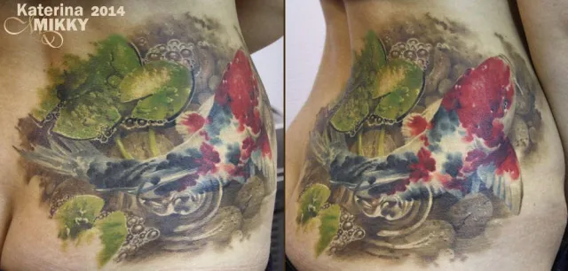 Тату карп японский цветной