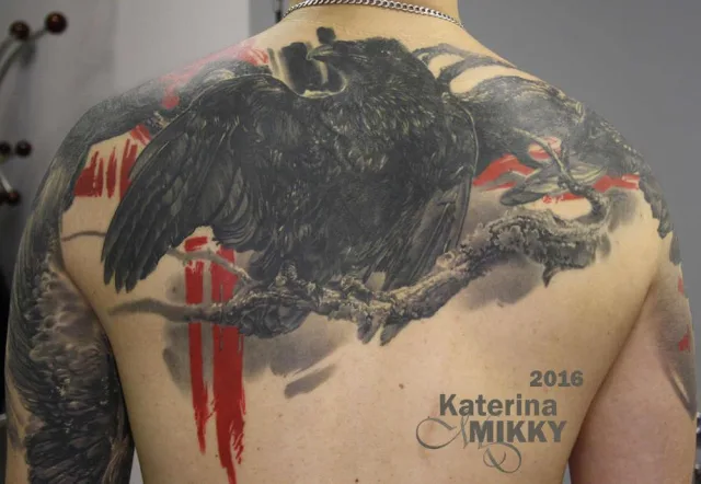 Тату ворон инферно