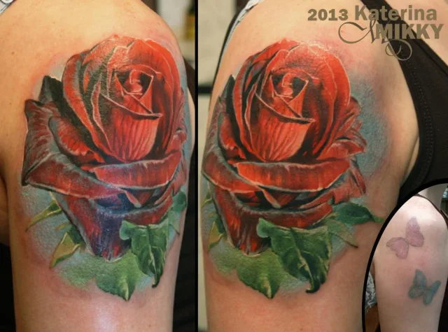 Тату роза Cover up