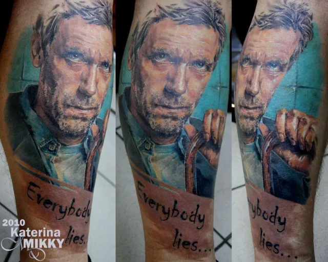 Тату портрет актёра с надписью