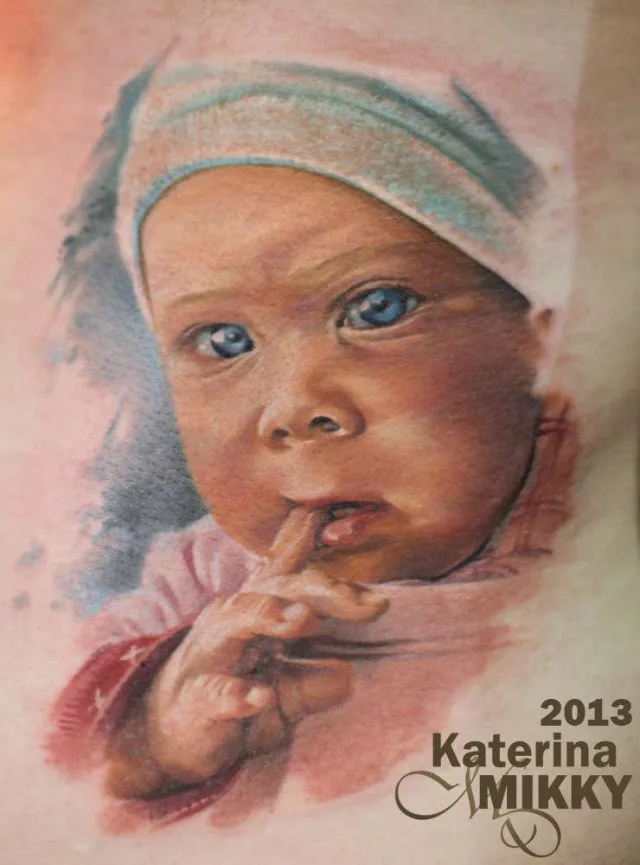 Тату Портрет ребёнка по фото