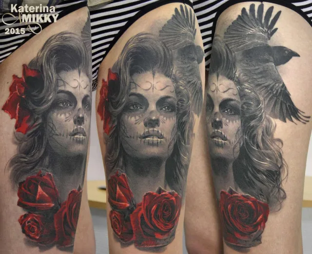 Тату череп Чикано Катрины