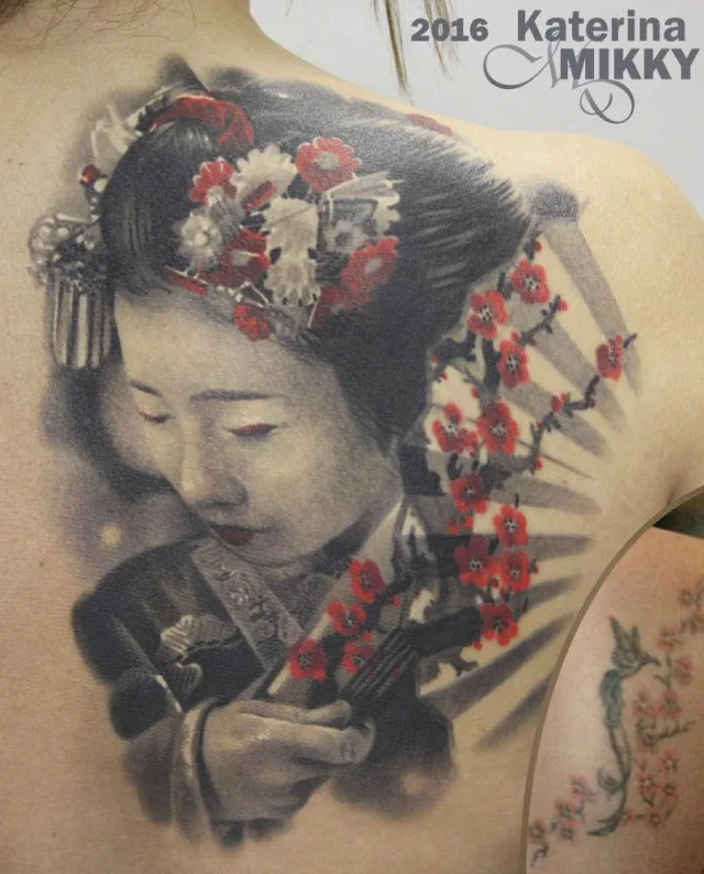 Тату гейши Cover-up