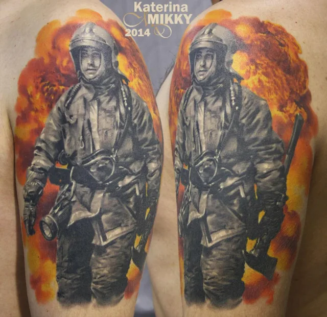 Тату профессии Спасатель пожарный