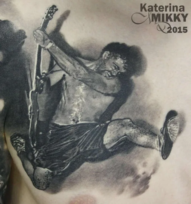 Тату портрет рок музыканта