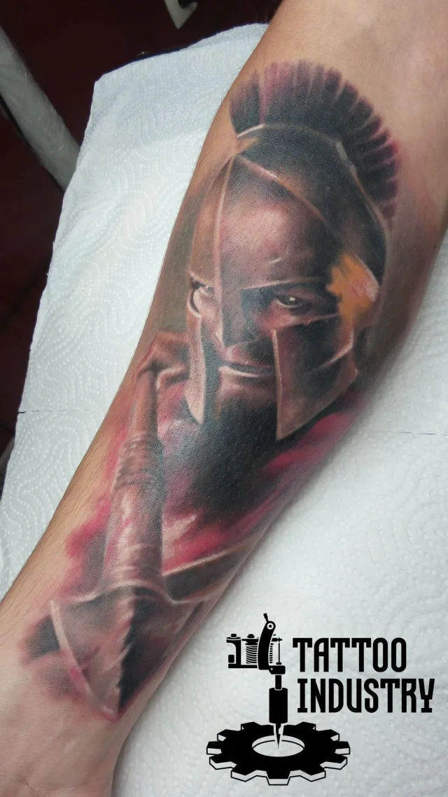 Тату воина спарты на руке